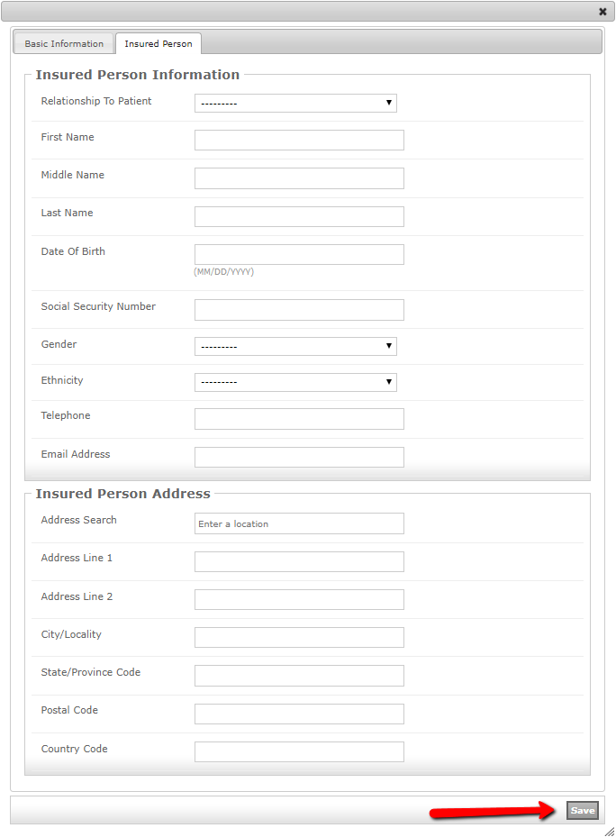 Patient Insurance - Insurance Information: Insured Person